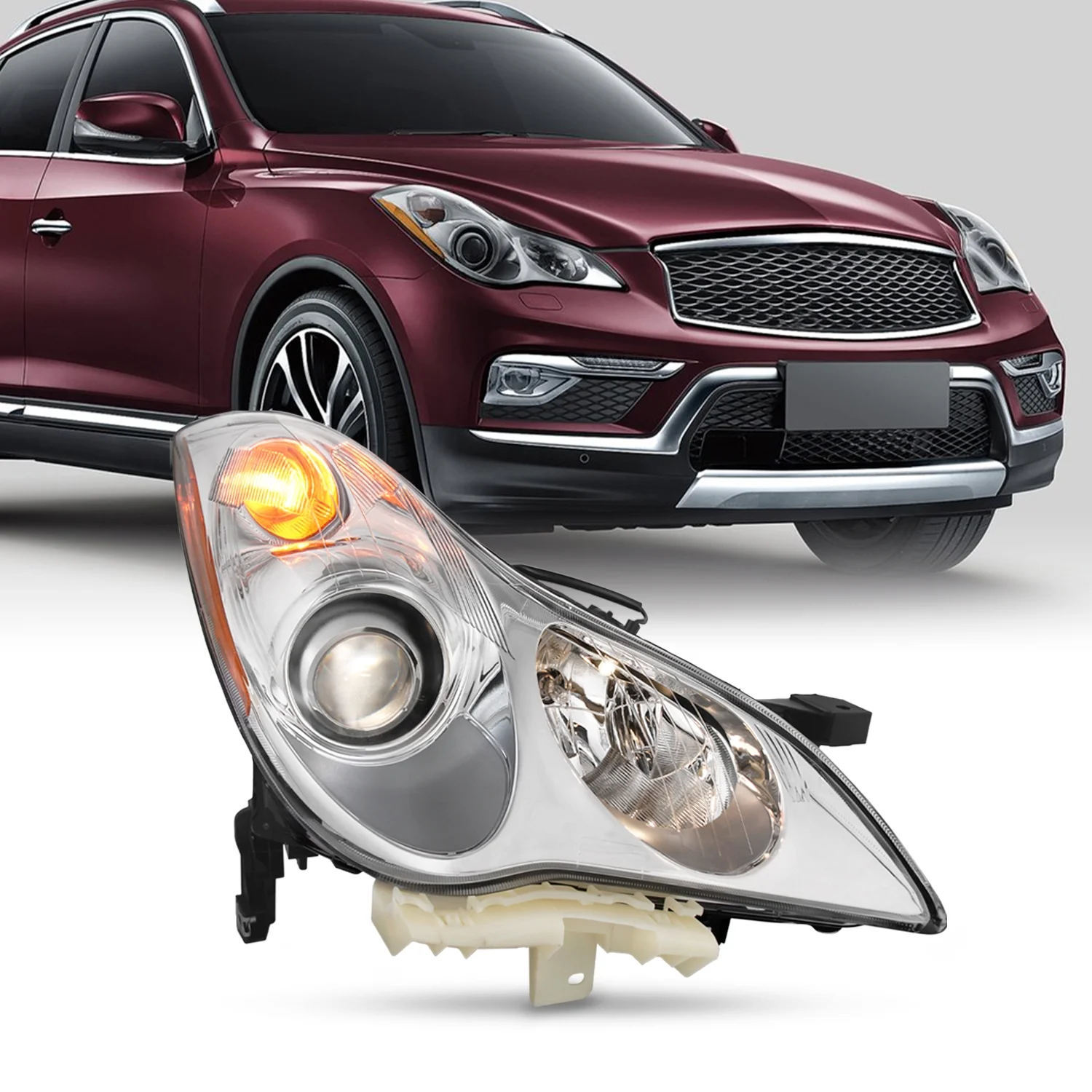 AKKON - Fits 2008-2012 Infiniti EX35 2014-2017 QX50 [HID/Xenon Type] Projector Chrome Headlight Passenger Right w/AFS
