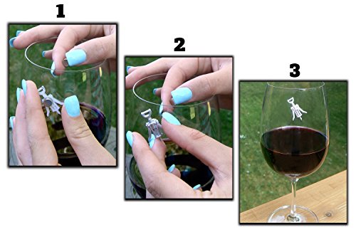 Simply Charmed Magnetic Wine Glass Charms, Set of 6 Fun Magnetic Wine Theme Drink Markers and Tags