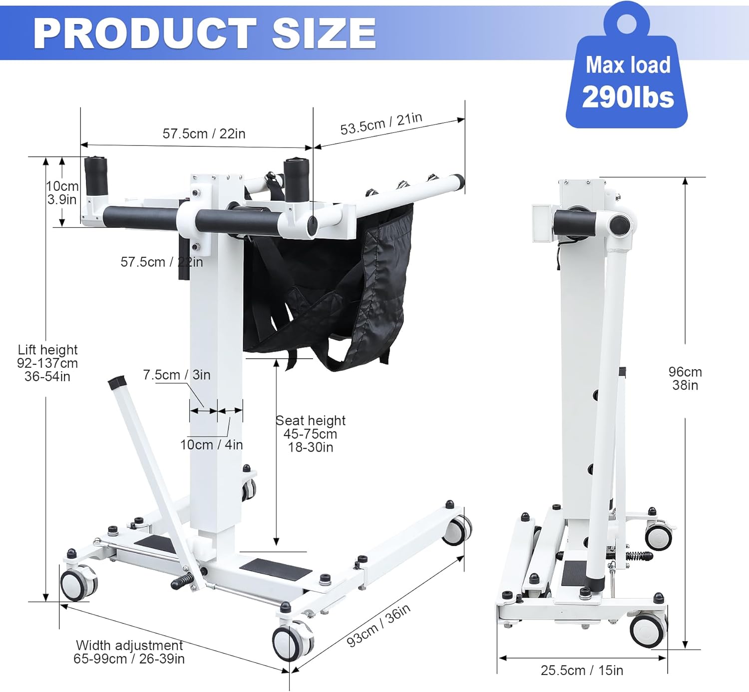 Electric Patient Transfer Lift Chair,Wheelchair to Car Transfer Devices， Patient Lift Transfer Chair Electric Patient Lift Portable Patient Lift Transfer Chairs for Seniors Wheelchair Lifts