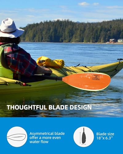 OCEANBROAD Adjustable Fishing Kayak Paddle - 94in/240cm-98in/250cm-102in/260cm Aluminum Alloy Shaft with Paddle Leash