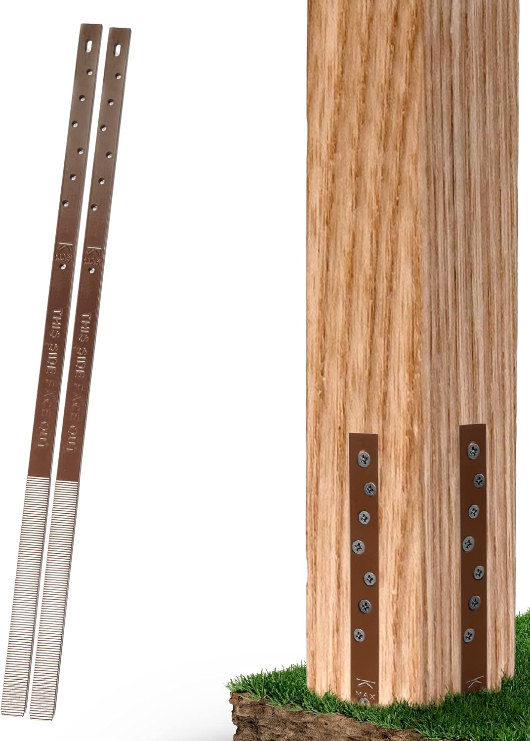 Pack of 2 Easy Fence Post Repair (to fix 1 Broken Wood Post), Fast and Simple to Install, Highly Effective, Long-Lasting