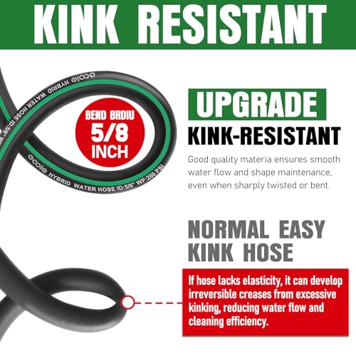 Heavy Duty Garden Hose 25ft, NON-EXPANDABLE Flexible Water Hose, Kink Resistant Lightweight Hybrid Hose, Leakproof Hose Male to Female Fittings