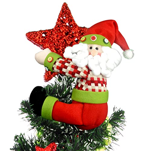 Christmas Tree Topper Snowman,Unique Holiday Xmas Decorations Funny Home Decor,Also Be Used As Curtain Tie and Hugger Wine Bottle,Red White Green