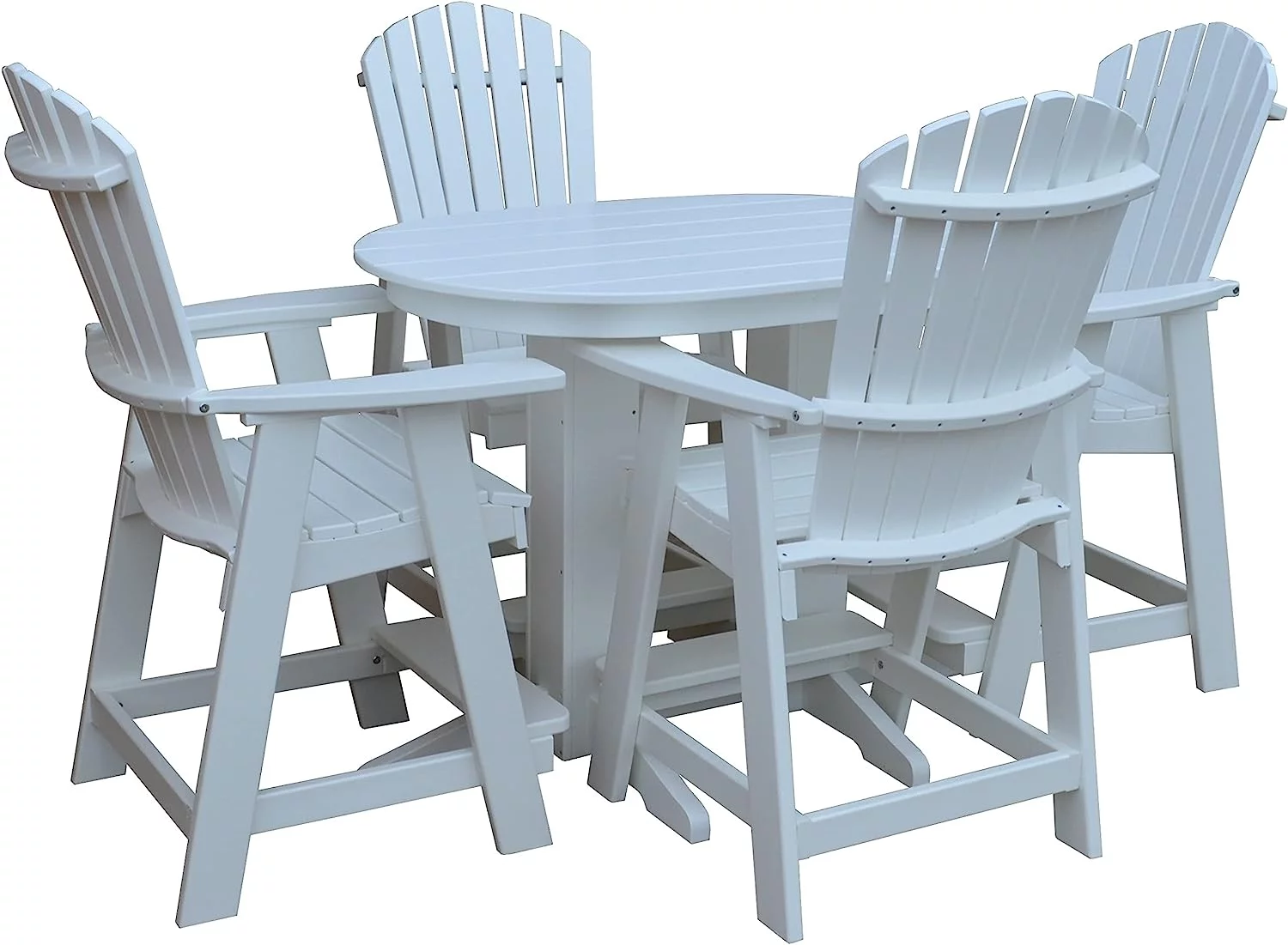 fashionable Oval Lime Green Poly 5-Piece Counter Height Table and Chair Set