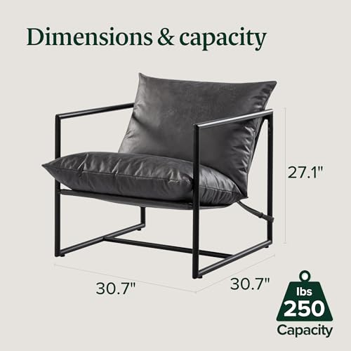 ZINUS Aidan Sling Accent Chair, Metal Framed Armchair with Shredded Foam Cushioning, Black