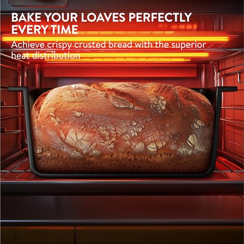 Navaris Cast Iron Bread Loaf Pan with Lid, 13x5 inches, Black