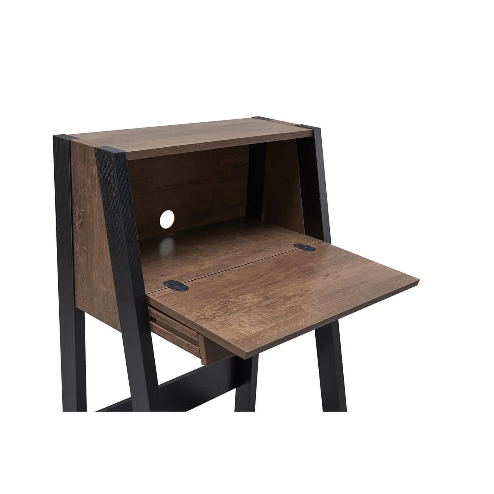 Urbanpro Modern Wood Secretary Desk in Walnut Oak Brown/Black