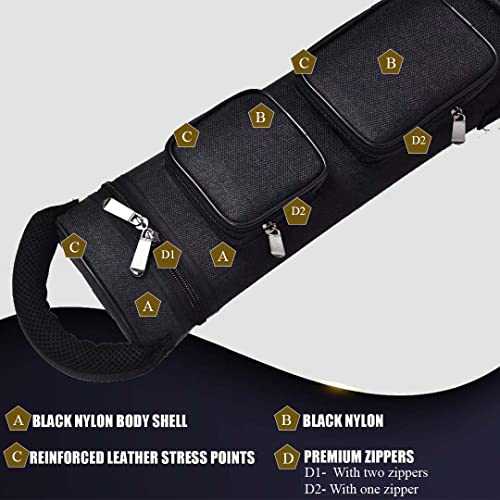 Champion 2X4,3x6 Nylon/Leatherette Billiard Pool Cue Stick Hard Carrying Case 4S2B, 6S3B