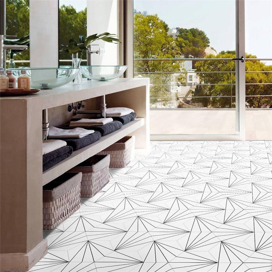 SomerTile FCDASBX Aster Hex Blanco Encaustic Porcelain Floor and Wall Tile, 25