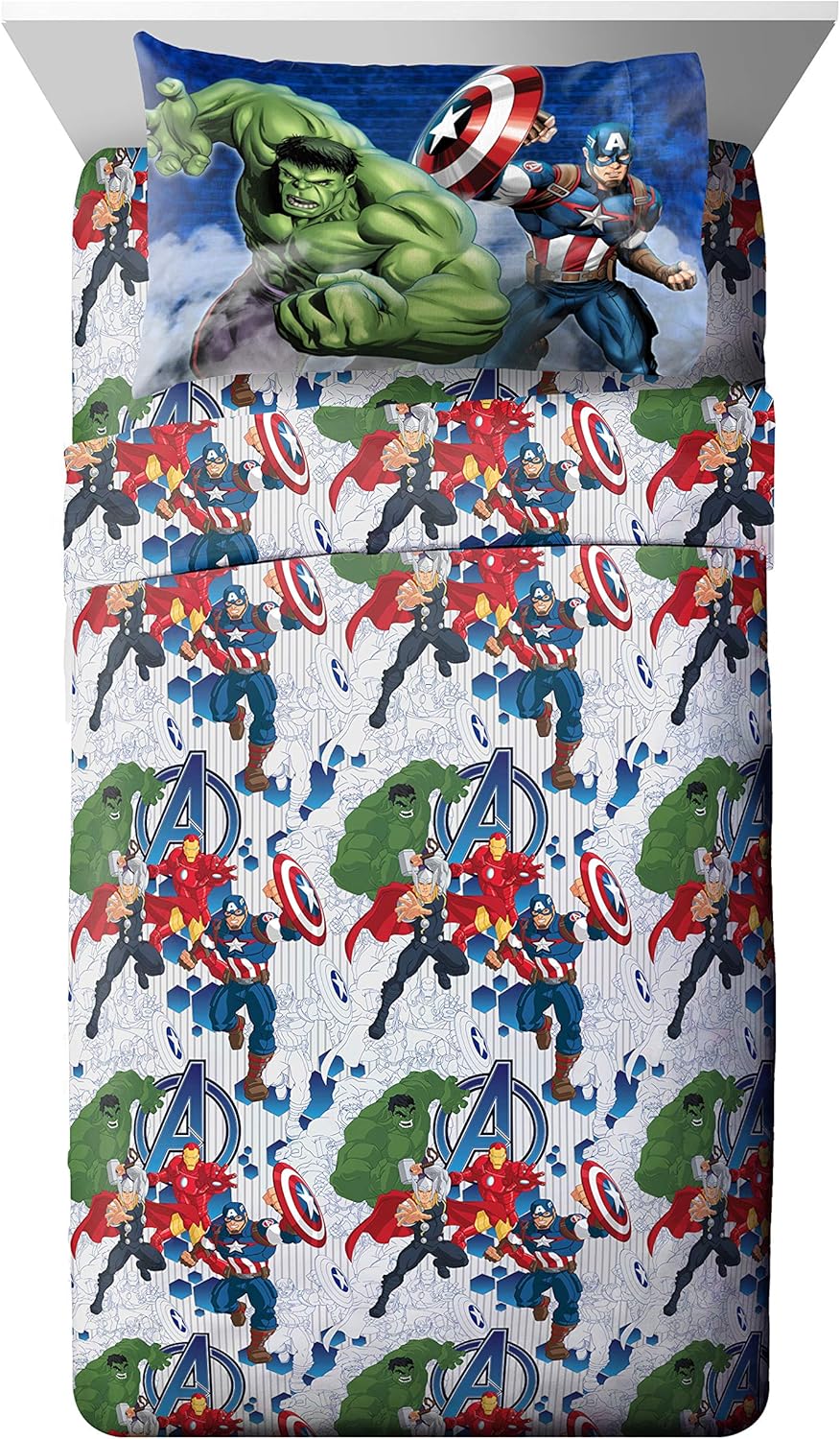 Jay Franco Marvel Avengers Blue Circle Bed Set, Twin