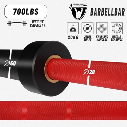 HUISHENG 7ft Olympic Barbell Bar for Weightlifting, 2 Inch 45 lb Barbell for Squats, Deadlifts, Presses, Rows, Curls, Weight Bars for lifting,500LBS/700LBS/1000LBS Capacity Available