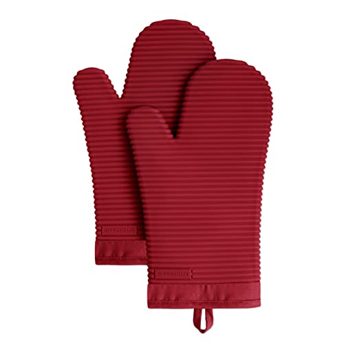 KITCHENAID Ribbed Soft Silicone Oven Mitt 2-Pack Set, 7.5