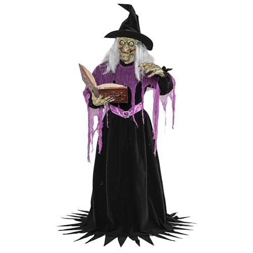 COLLECTIVE HOME - 6-Ft. Witch, Halloween Decorations, Halloween Outdoor Animatronics, Motion-Activated Life Size Talking Scare Prop, Haunted House Yard Garden Lawn