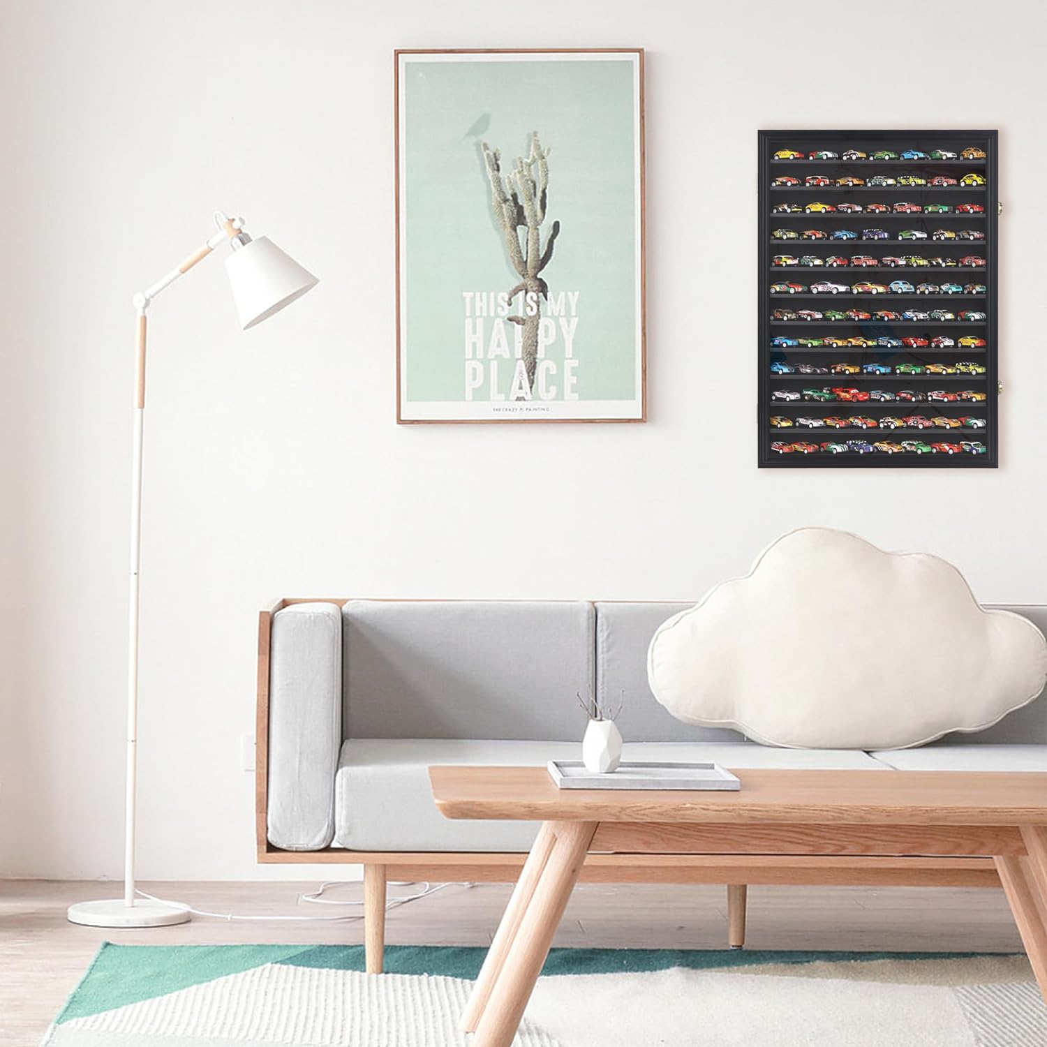 Toy Cars Wheels Matchbox Model Cars Hot Display Case Cabinet UV Protection 1/64-1/43 Scale (Black Finish) 26.5 X 18.75 X 3.25 Inches