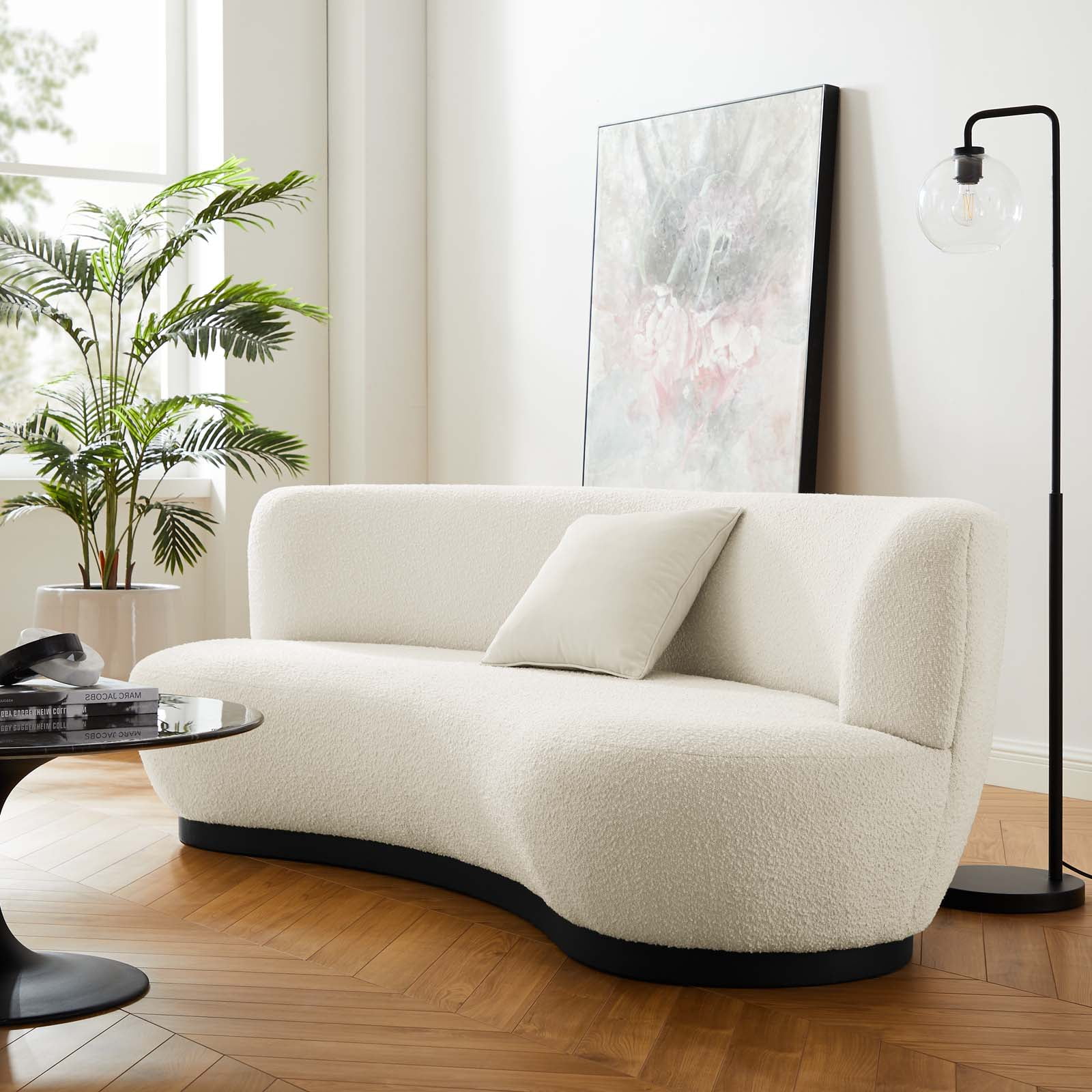 Sofa, Black Ivory, Fabric, Modern Contemporary, Living Lounge Cafe Room Hotel Lobby Hospitality