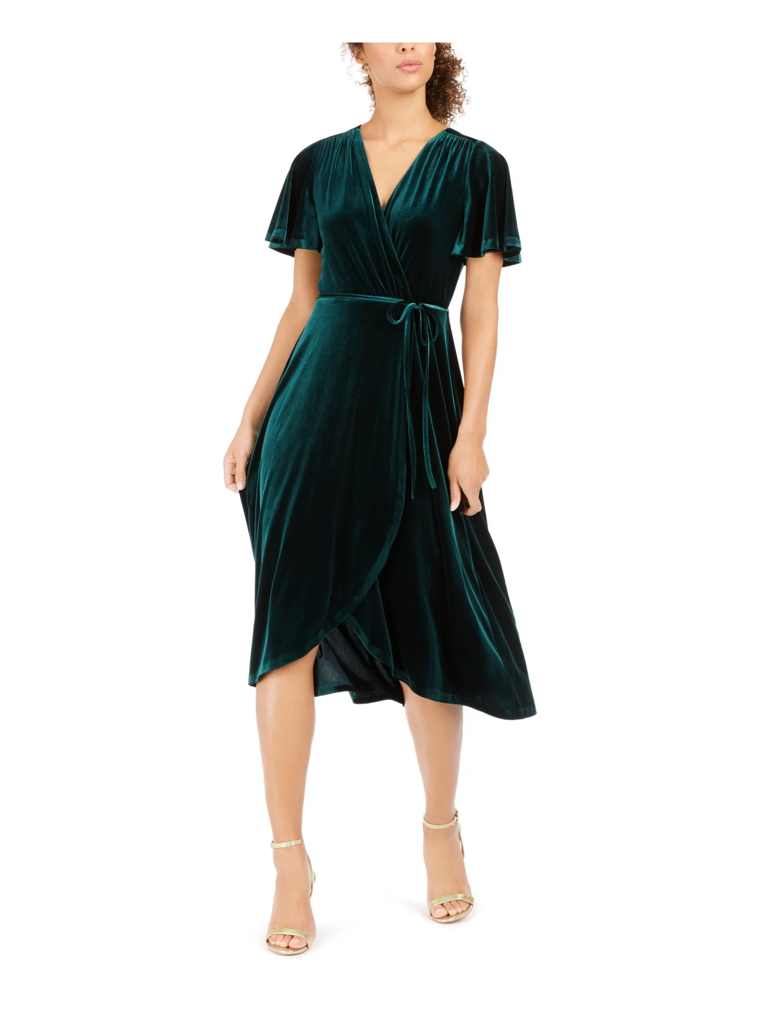 VINCE CAMUTO Womens Green Short Sleeve Below The Knee Sheath Dress Size: 10