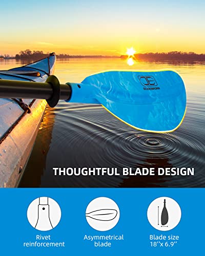 OCEANBROAD Adjustable Kayak Paddle 86in/220cm to 94in/240cm Kayaking Boating Canoeing Oar with Paddle Leash 1 Paddle
