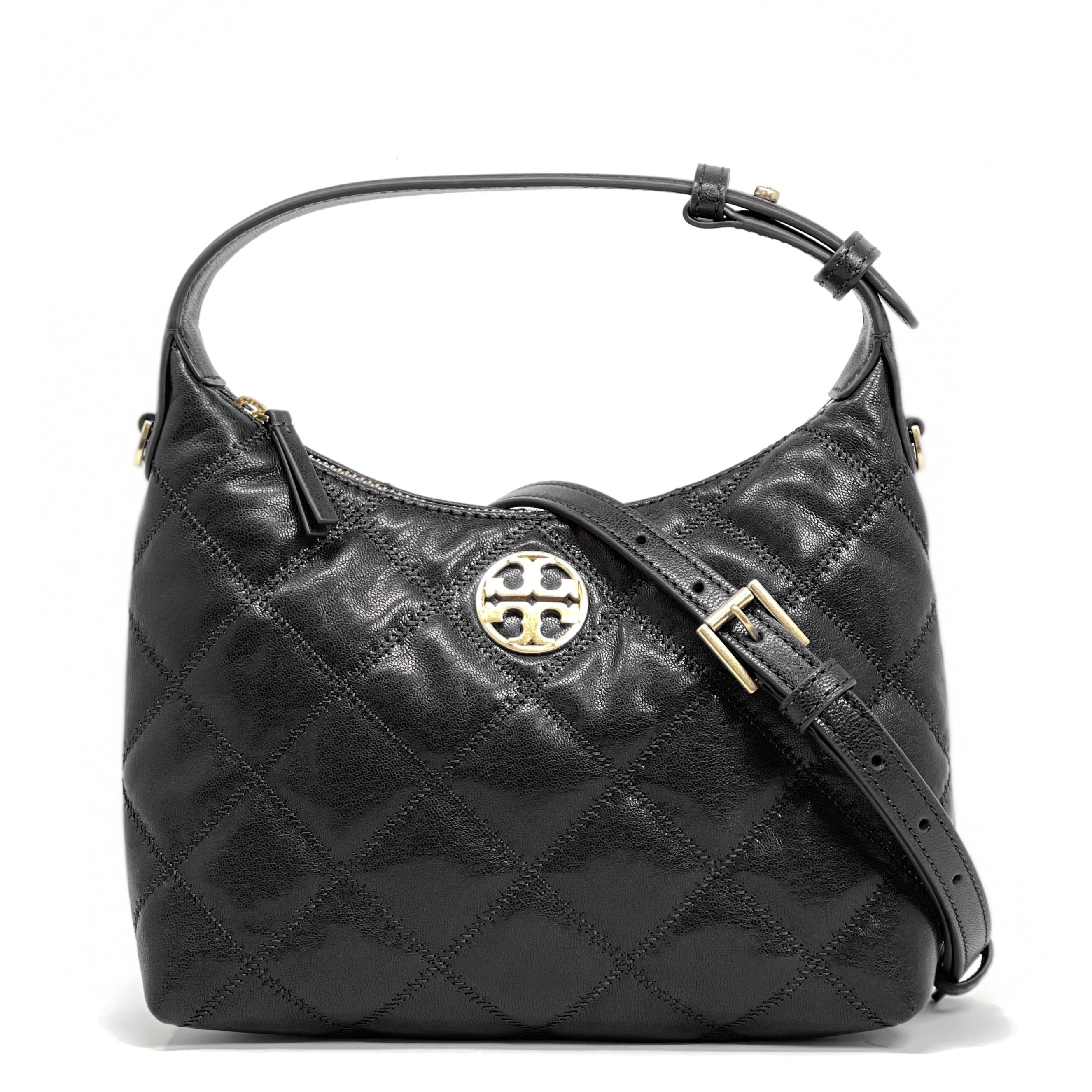 Tory Burch Women's  Willa Quilted Leather Mini Hobo Bag (Black)