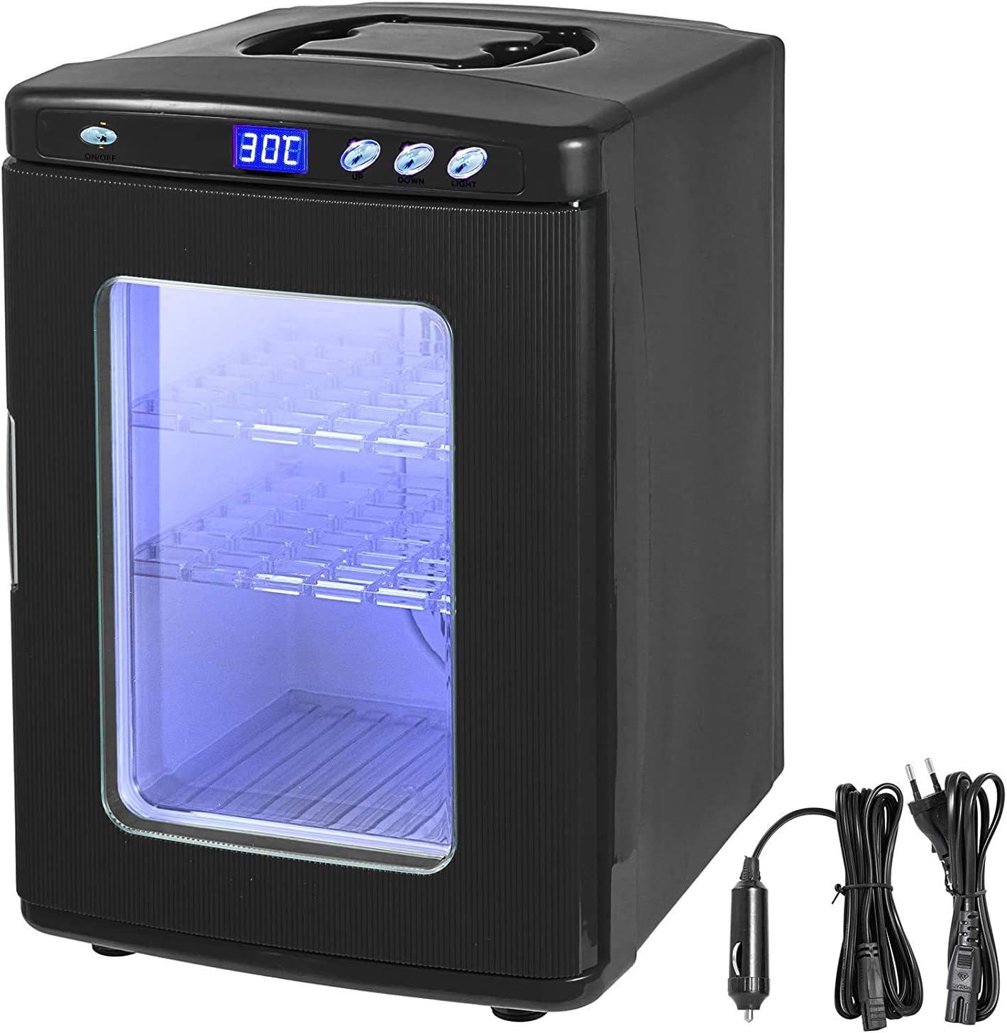 Black Reptile Egg Incubator 25L Capacity Mini Digital Incubator ReptiPro 6000 Portable Reptile Incubator Cabinet Style with Heating and Cooling 5-60°C 12V/110V Work for Small Reptiles