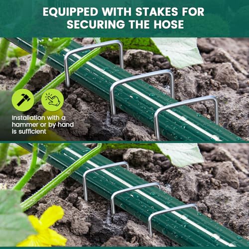 Passionbility Soaker Sprinklers Hose 50ft 2 pack, Garden Drip Soaker Watering Premium Flexible Irrigation Hose, High-Efficiency Water-Saving with Stakes