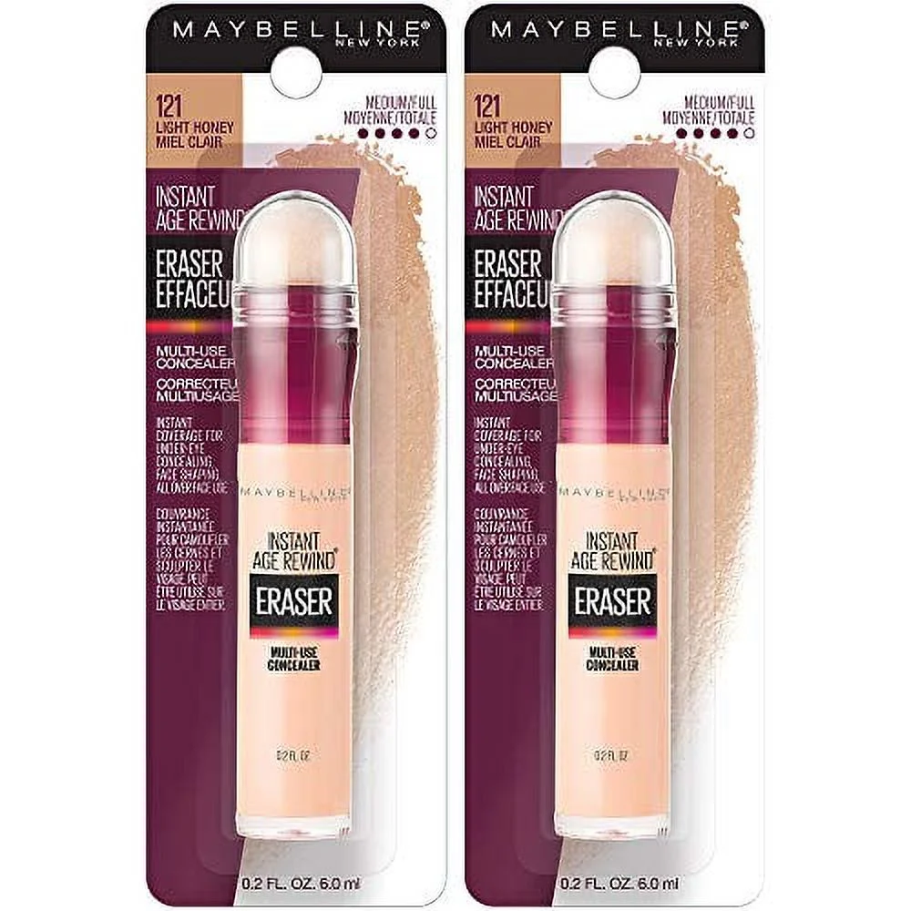Maybelline Instant Age Rewind Eraser Dark Circles Treatment Multi-Use Concealer, Light Honey, 0.2 Fl Oz (Pack of 2) (Packaging May Vary)