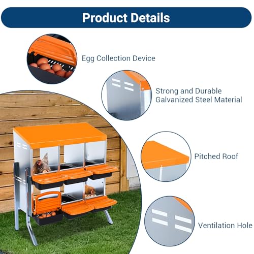 Chicken Nesting Box, 10 Hole 2 Layer Hen Nest Box with Legs, Roll Away Eggs Laying Boxes,Cleanable Pull Out Hen Roosting Boxes