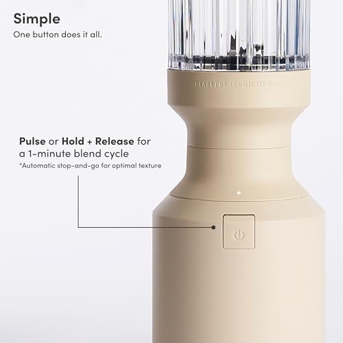 The Beast Mini Blender Plus | Mini Countertop Kitchen Blender | Blend Smoothies and Shakes, Dressings, Sauces, Dips | Extra Vessels, Straw Cap and Straws Included | 600W (Cloud White)