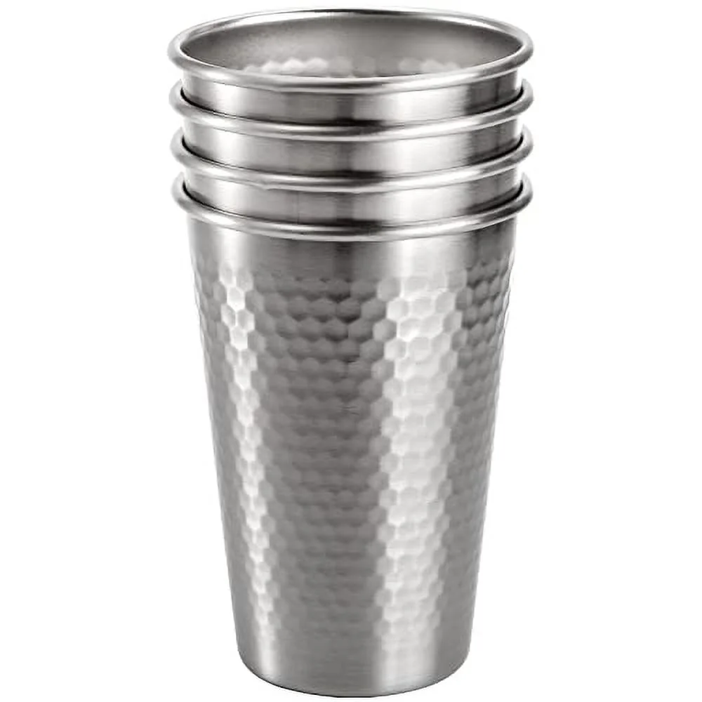 4 Pack Stainless Steel Pint Cups 17 OZ Unbreakable Water Tumbler Metal Cups