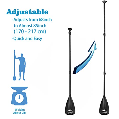 YVLEEN SUP Paddle Board Paddle，Stand up Paddleboard Paddles Adjustable Aluminum 4-Piece Floating Kayak Paddle，Convertible Paddle