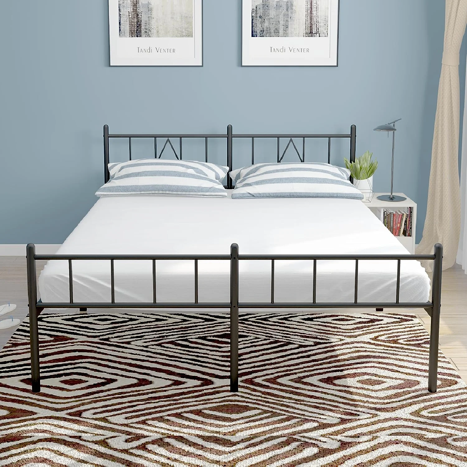 KESHENGDA 14 Inch Metal Bed Frame Cal King Size with Headboard and Footboard, Heavy Duty California King Platform Bed Frame with Large Under Bed Storage Space, No Box Spring Needed, Noise Free, Black