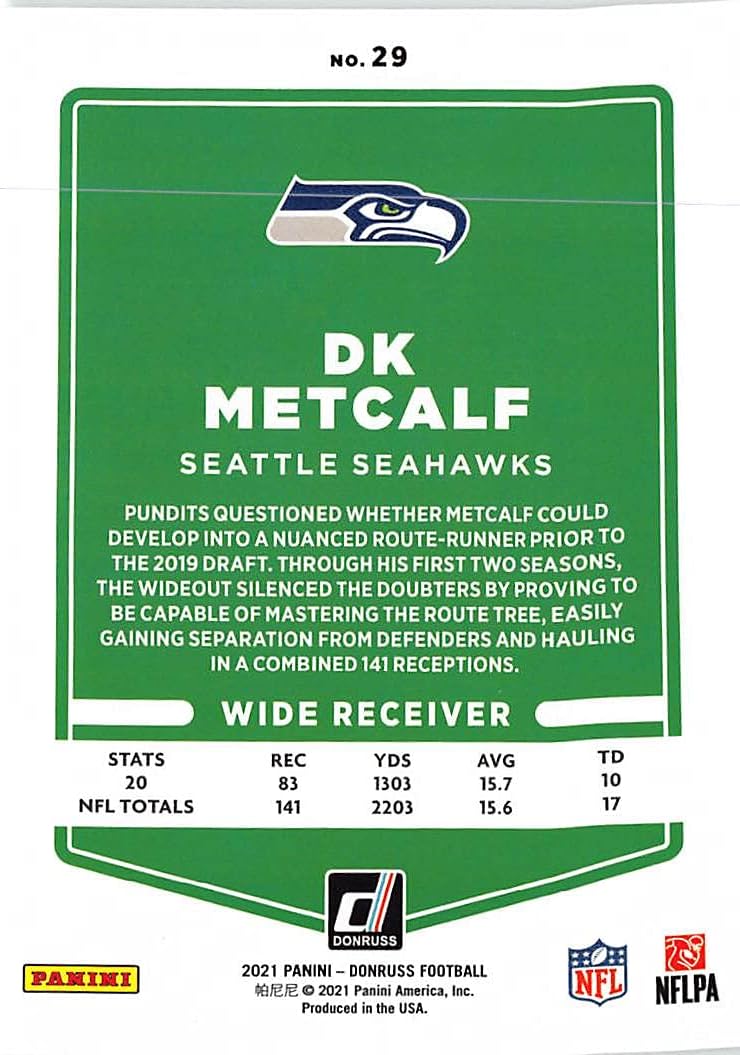 2021 Panini Donruss No Helmet Variation #29 DK Metcalf