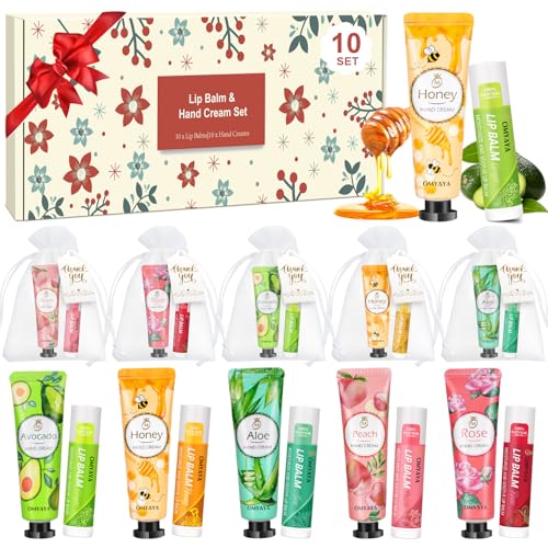 20 Pack Bulk Gifts, Lip Balm Bulk and Hand Cream Gift Set With Organza Bag Thank You Card,Thank You Gifts,Bridal Wedding Favors & Baby Shower Wedding Gifts For Guests, Christmas Gift Stocking Stuffers