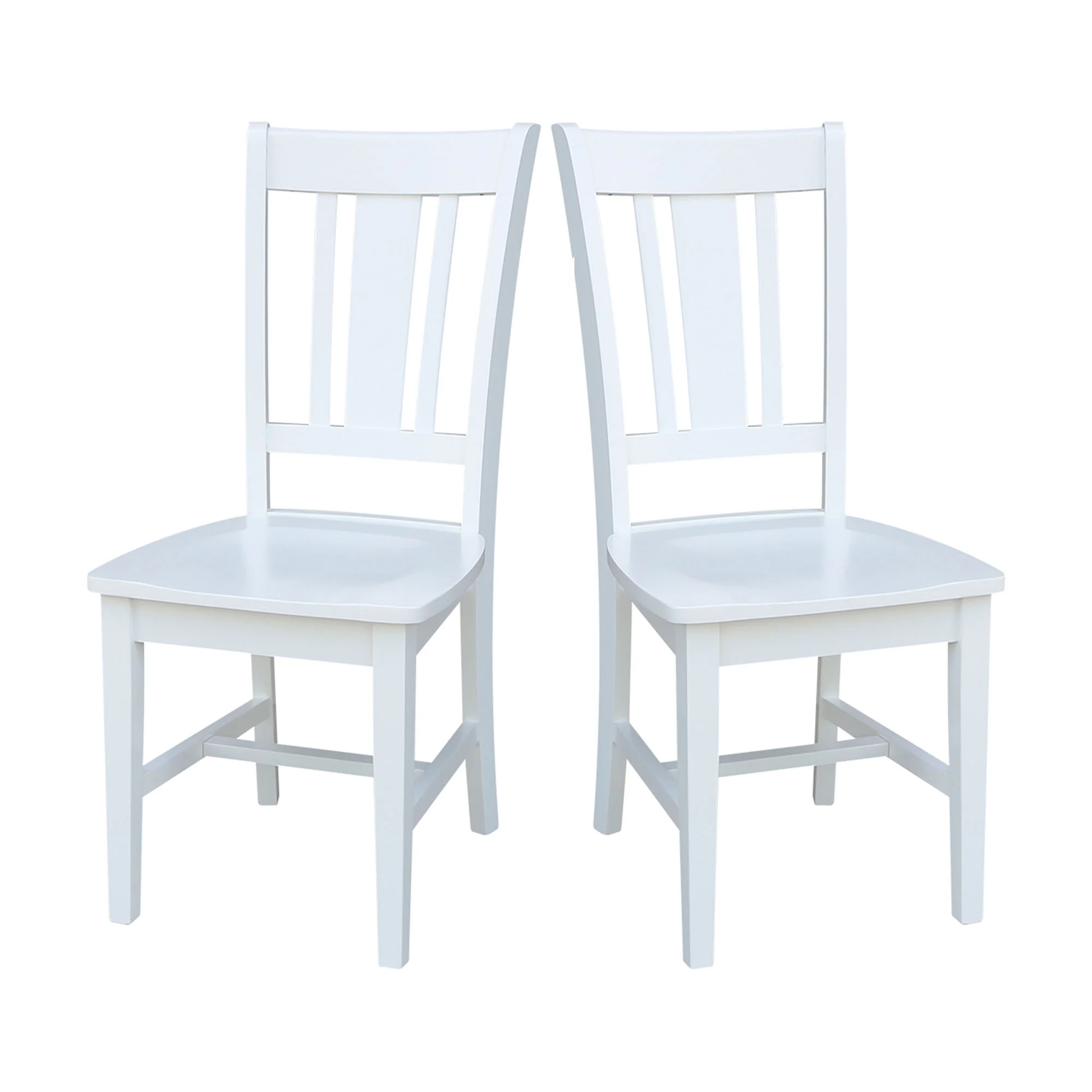 Set of Two San Remo Solid Wood Splatback Chairs in White