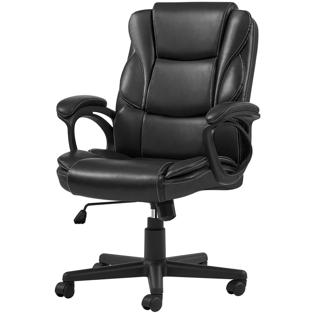 Yaheetech Adjustable PU Leather Executive Chair with High Back, Black