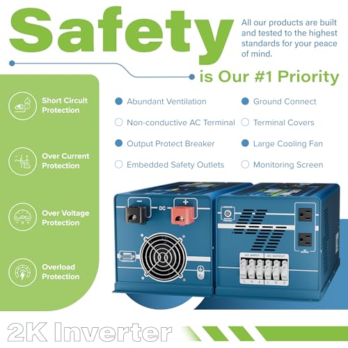 ExpertPower 3000W Pure Sine Wave Inverter Charger | Peak 9000W | DC 12V - AC 110V | LifePO4/ Lithium Battery Compatible | Auto Transfer Switch | LCD Display