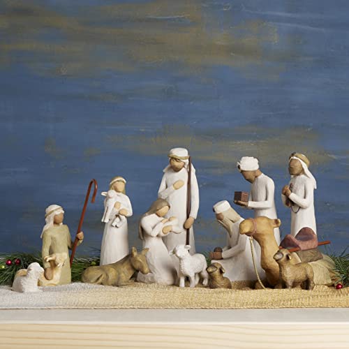 Willow Tree Nativity Starter Figures with The Three Wisemen plus Metal Stars, 14-piece set