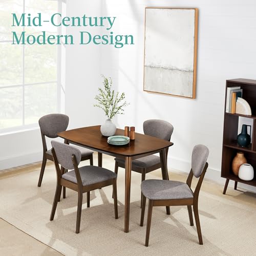 Best Choice Products 5-Piece Dining Set, Compact Mid-Century Modern Table & Chair Set for Home, Apartment w/ 4 Chairs, Padded Seats & Backrests, Wooden Frame - Charcoal/Walnut