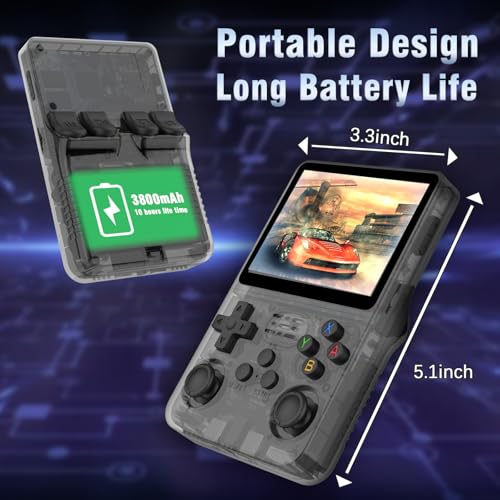 VGBUS R36S Handheld Game Console,3.5-Inch IPS Screen Retro Gaming Console,3500mAh,Built in 20000+ Games. (Black-128G(20000+ Games))