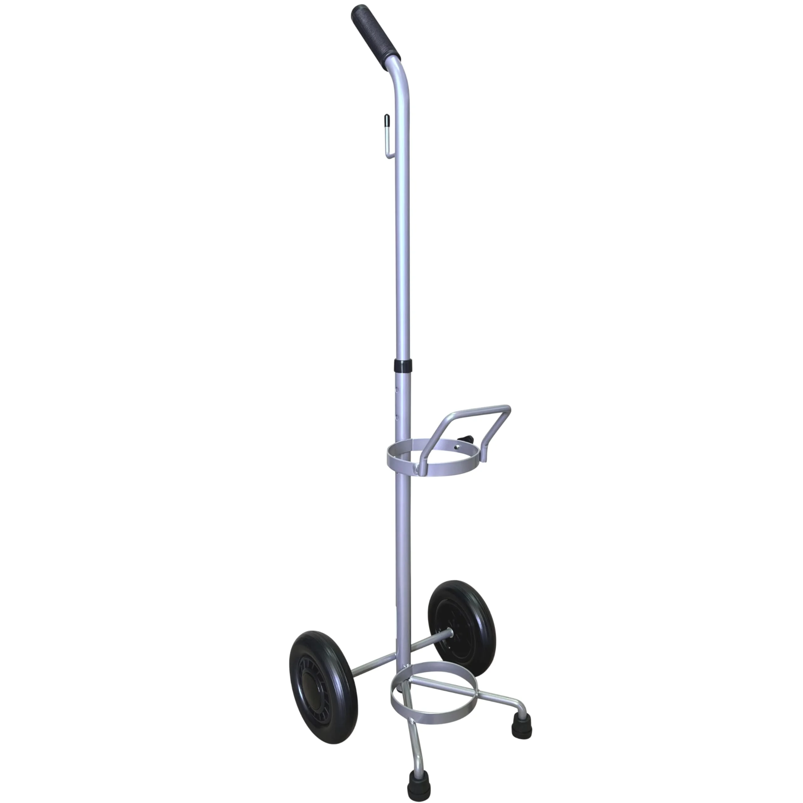 ResOne Lightweight Single D/E Oxygen Cylinder Cart, Adjustable Handle, Durable Powder-Coated Finish, Portable Oxygen Tank Cart with Wheels, Holds 1 D Size or E Size Cylinder - 4pk