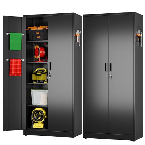 Metal Storage Cabinets with Pegboards and Hooks, 31.5
