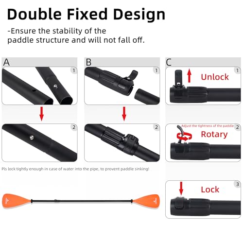LEDONNE SUP Paddle 4-Piece Adjustable Kayak Paddle Floating Lightweight Paddle Board Oar with Aluminum Alloy Shaft and 2 Nylon Blades Best Price Based on Our 3 Million Sets Per Year 500 bought monthly
