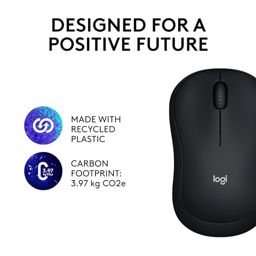 Logitech M185 Wireless Mouse, 2.4GHz with USB Mini Receiver, 12-Month Battery Life, 1000 DPI Optical Tracking, Ambidextrous PC/Mac/Laptop - Swift Grey