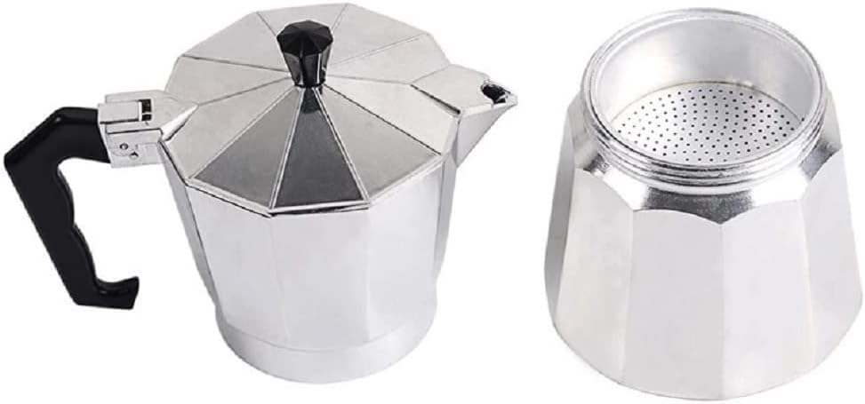 WOLEN Moka Pot Coffee Pots And Stovetop Espresso Maker,Italian Coffee Maker,Greca Coffee Maker, Cafeteras,Silver (3 Cup)