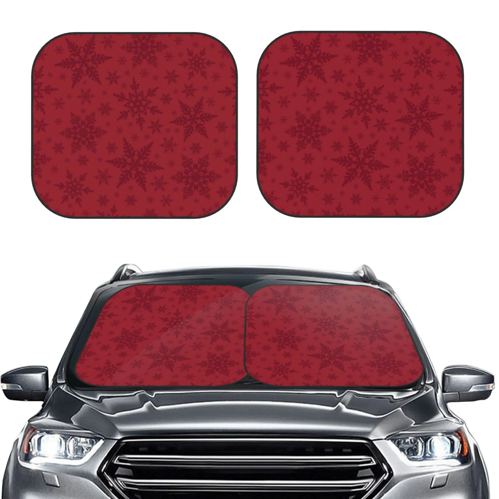 Daiia Christmas Red Snowflakes Windshield Sun Shade 2 Pack Foldable Car Front Window Sunshade For Most Sedans Suv Truck Auto Sun Blocker Visor Protector Blocks Max Uv Rays