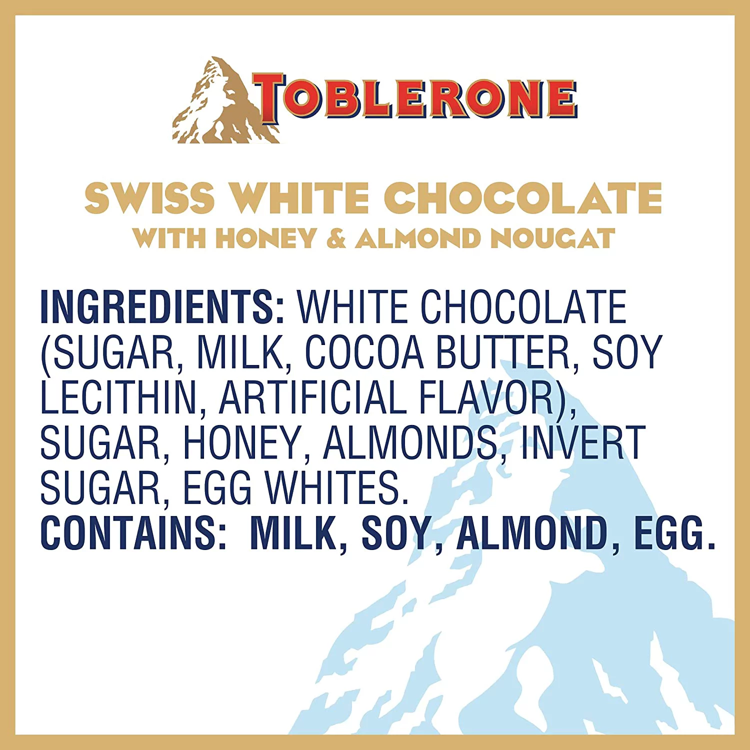 TOBLERONE: Swiss White Chocolate Bar: 12 Count
