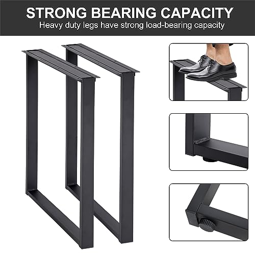 Metal Desk Table Legs 28 Inches Tall H-Shape Dining Table Legs Steel Furniture Legs 2 Pack Heavy Duty, DIY, Matte Black