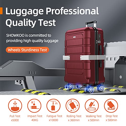 SHOWKOO Luggage Sets Expandable PC+ABS Durable Suitcase Double Wheels TSA Lock Black