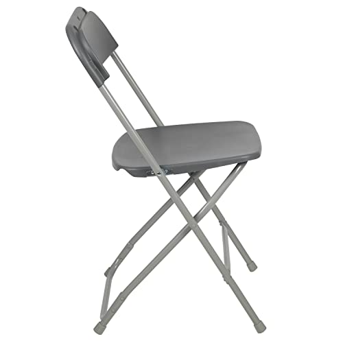 EMMA + OLIVER Set of 2 Plastic Folding Chairs - 650 LB Weight Capacity Lightweight Stackable Folding Chair in White