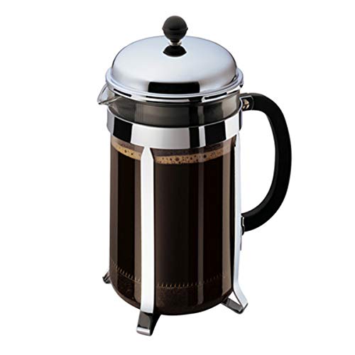 Bodum 34oz Chambord French Press Coffee Maker, High-Heat Borosilicate Glass, Polished Stainless Steel – Made in Portugal