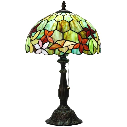 Tiffany Table Lamp Stained Glass Lamp 12X12X19 Inch Antique Reading Light (Sea Blue Pear)